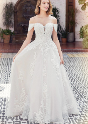 Ivory Lace Dotted Tulle Keyhole Back Sweet Wedding Dress